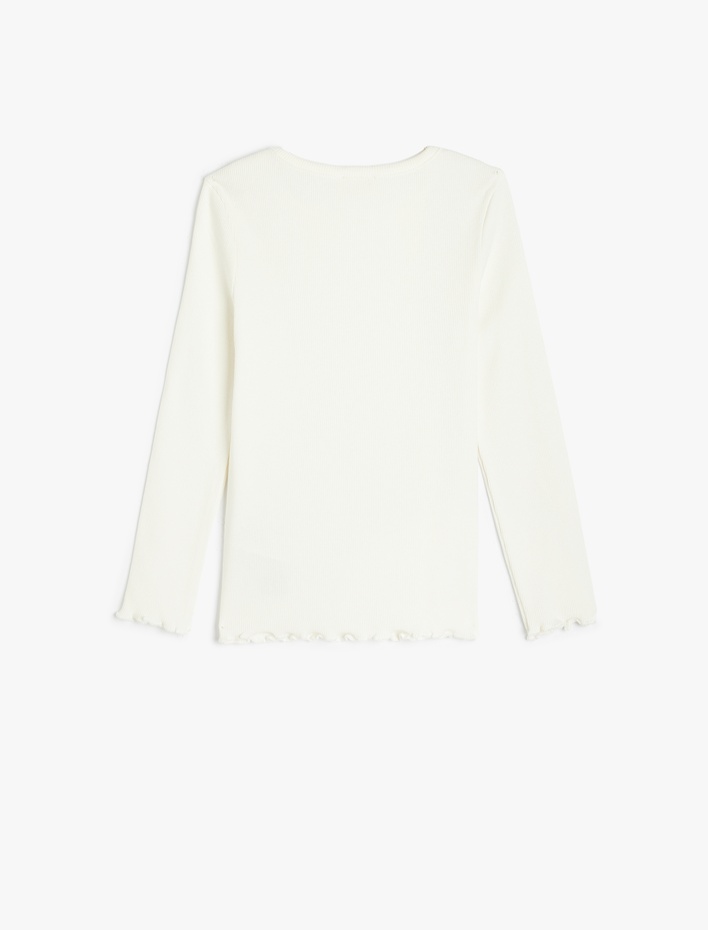 Kız Çocuk Pamuklu Bisiklet Yaka Basic Uzun Kollu Tişört