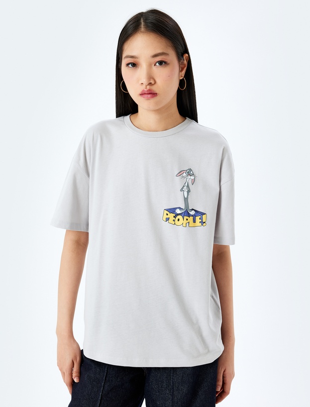 Bugs Bunny Lisanslı Arkası Baskılı Oversize Tişört_2