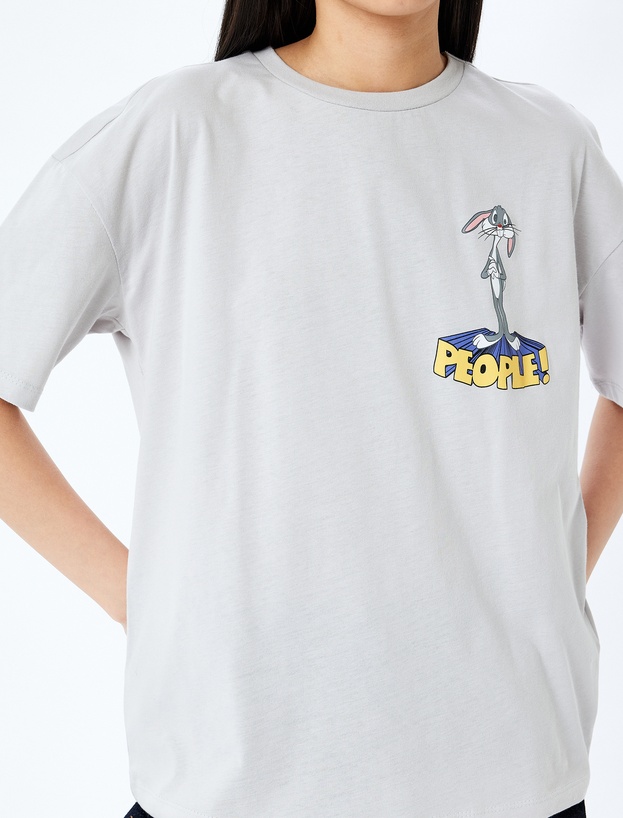 Bugs Bunny Lisanslı Arkası Baskılı Oversize Tişört_4
