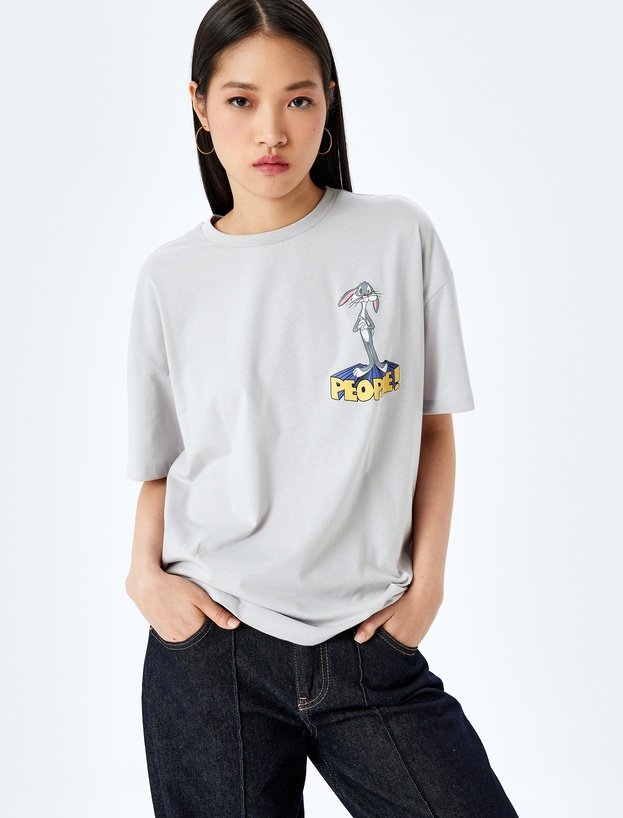 Bugs Bunny Lisanslı Arkası Baskılı Oversize Tişört_0