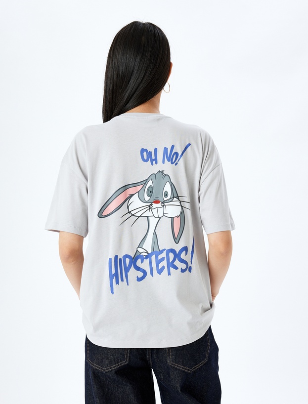 Bugs Bunny Lisanslı Arkası Baskılı Oversize Tişört_3