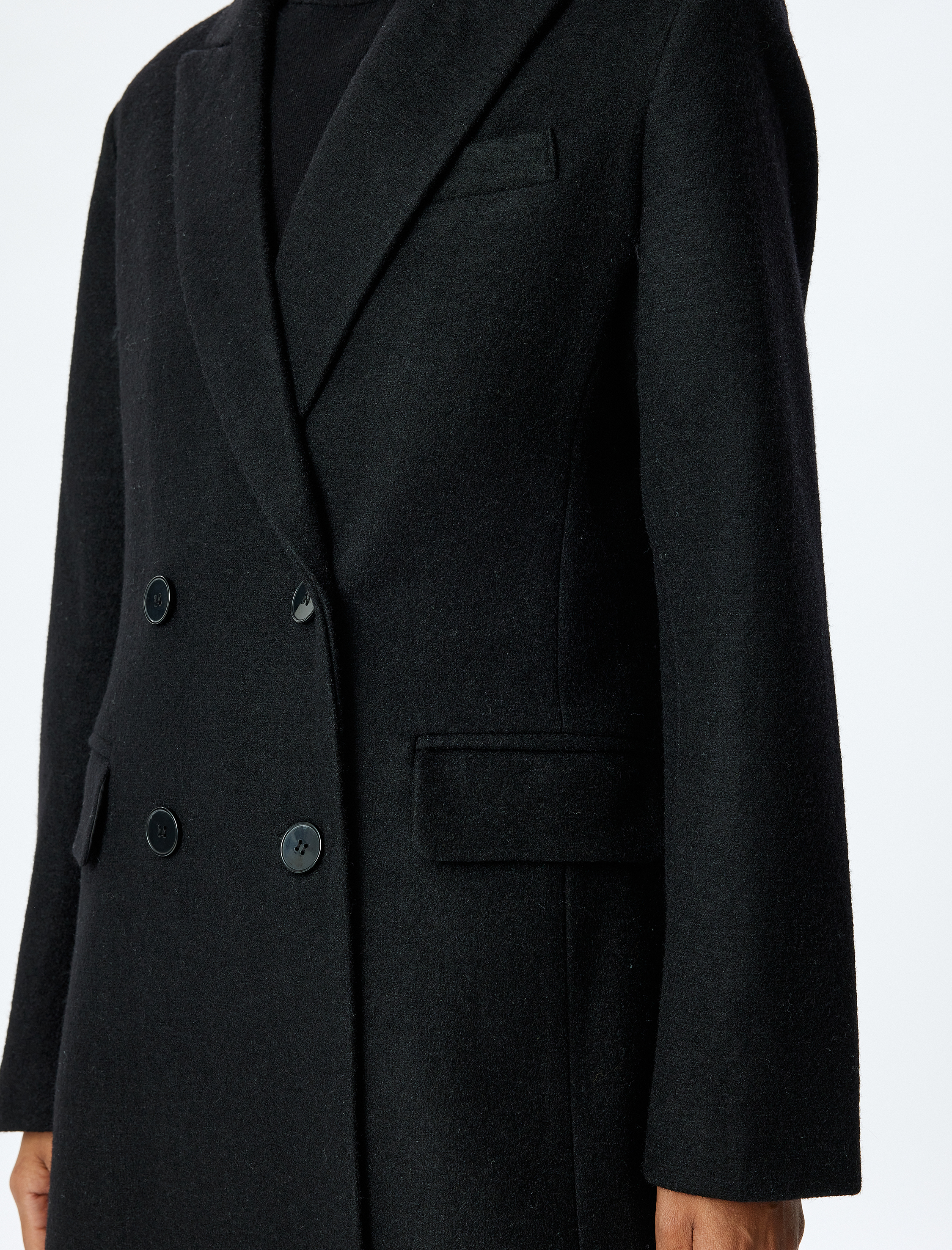   Kruvaze Yaka Uzun Kollu Uzun Kaban