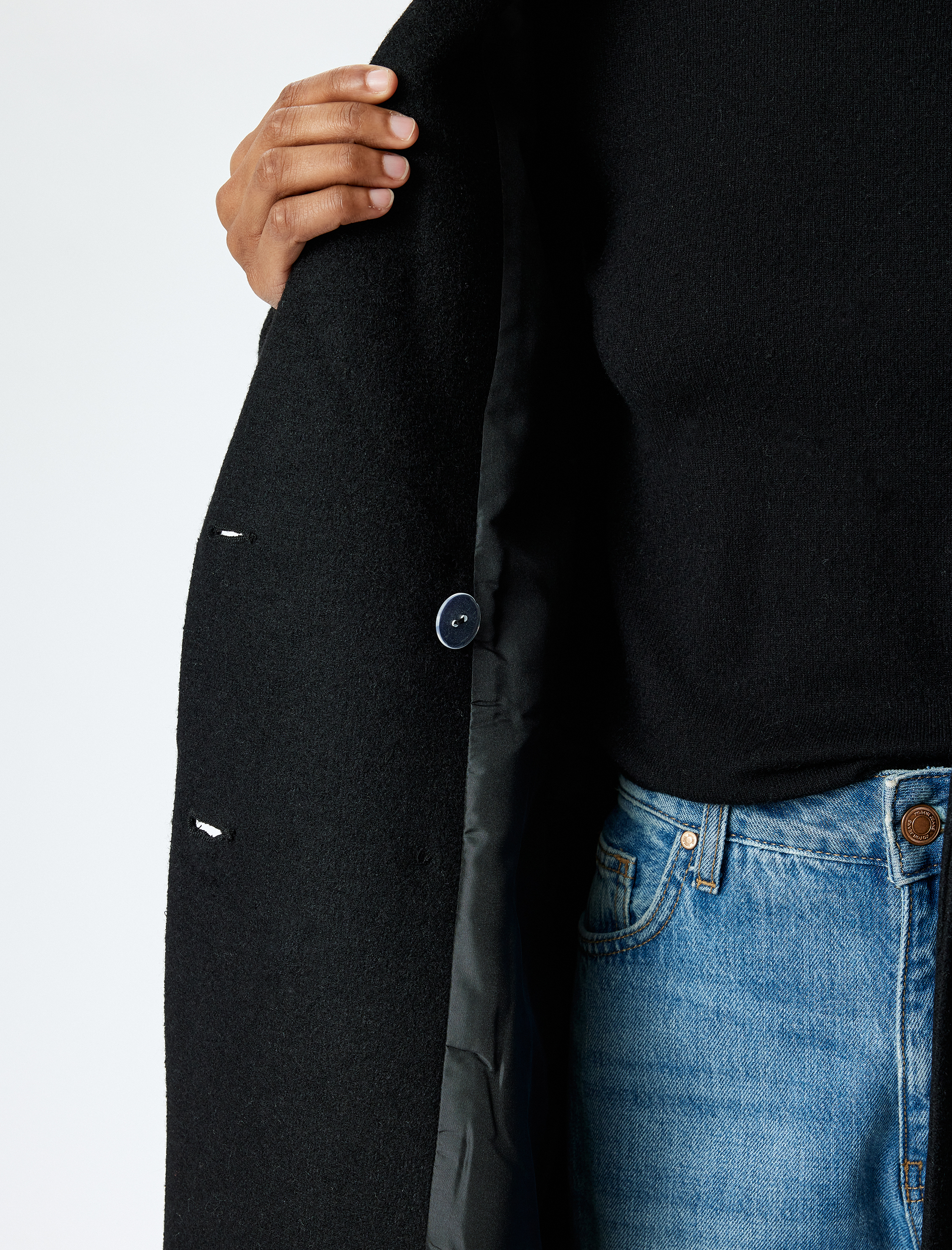   Kruvaze Yaka Uzun Kollu Uzun Kaban