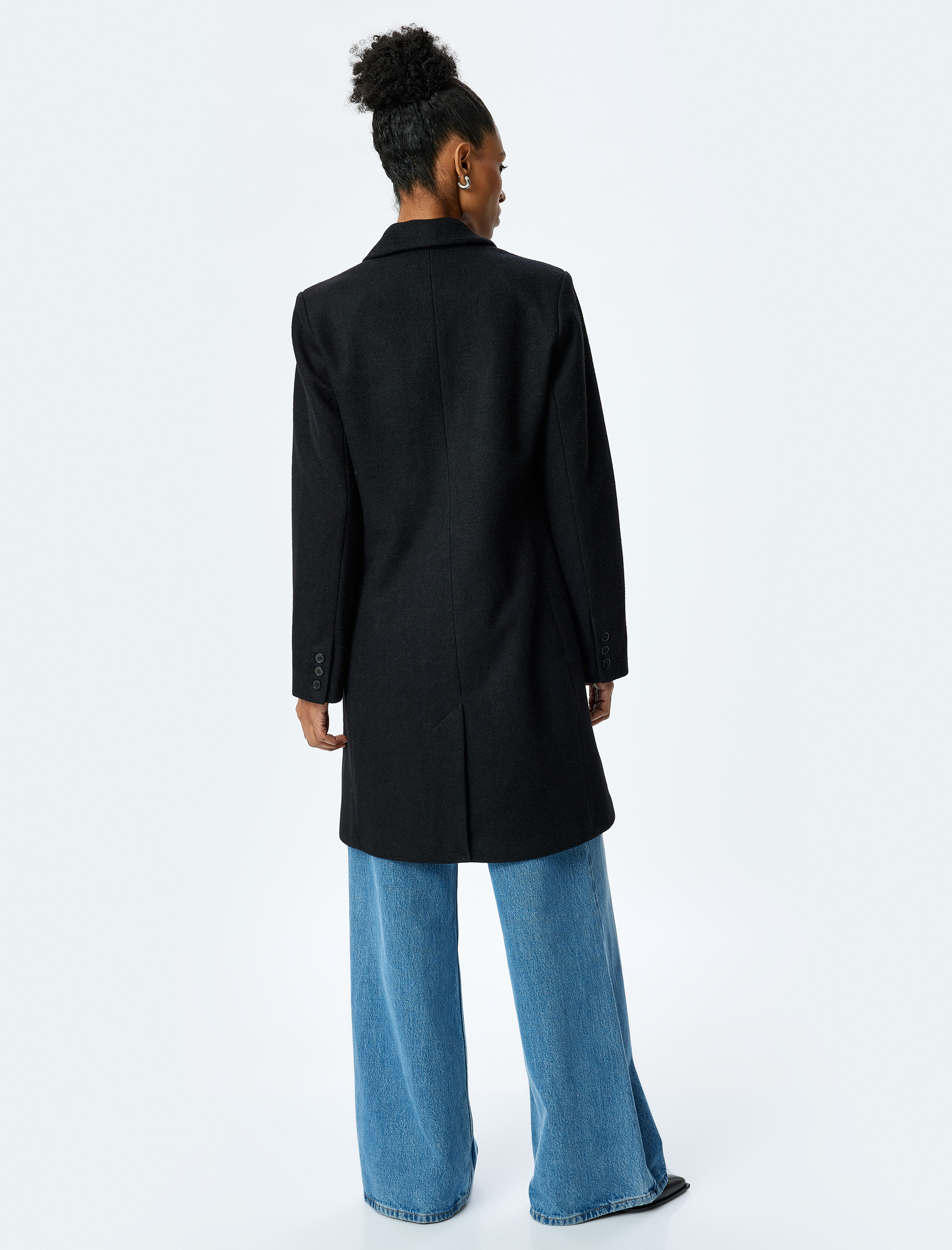   Kruvaze Yaka Uzun Kollu Uzun Kaban