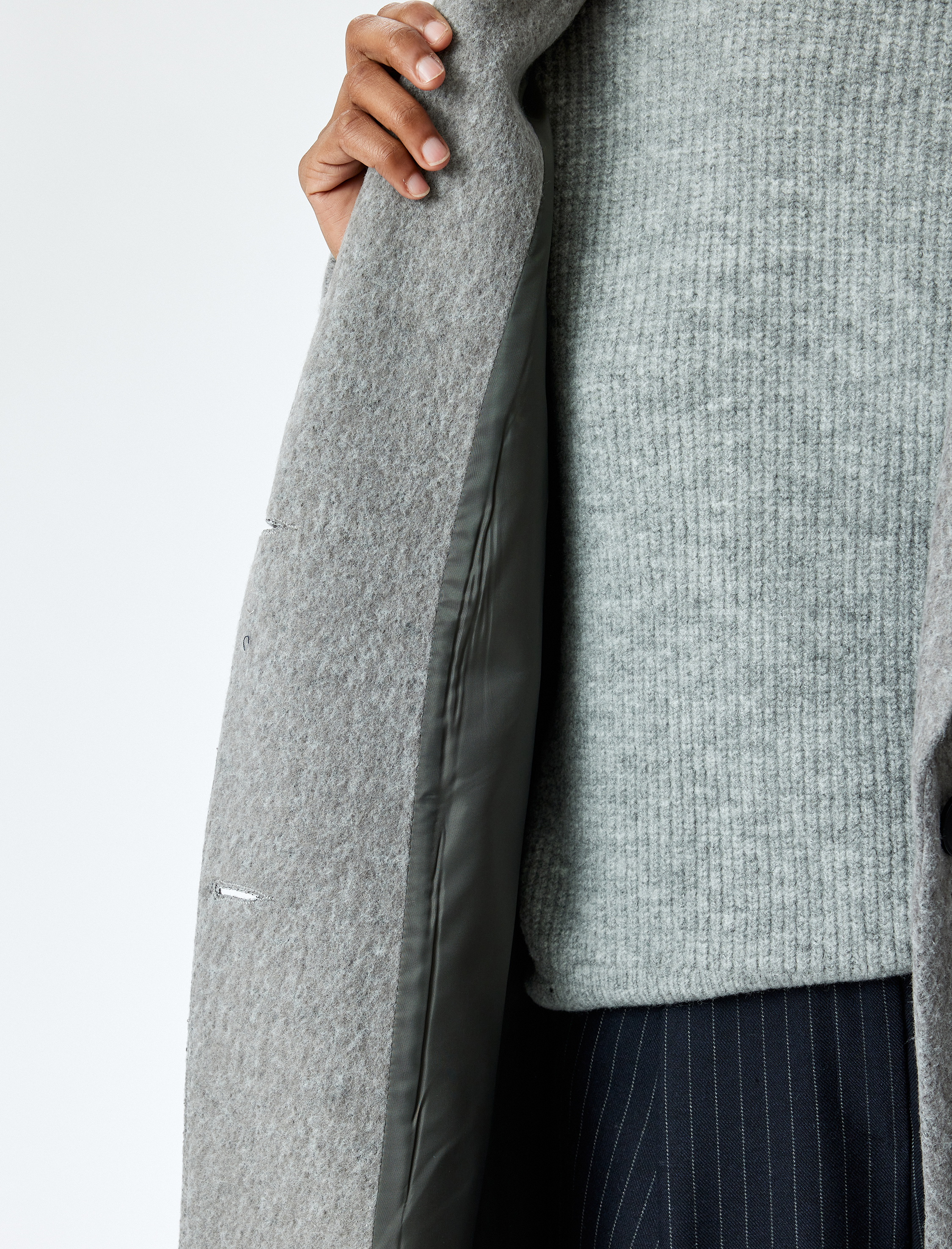   Cep Detaylı Kruvaze Yaka Uzun Kaban