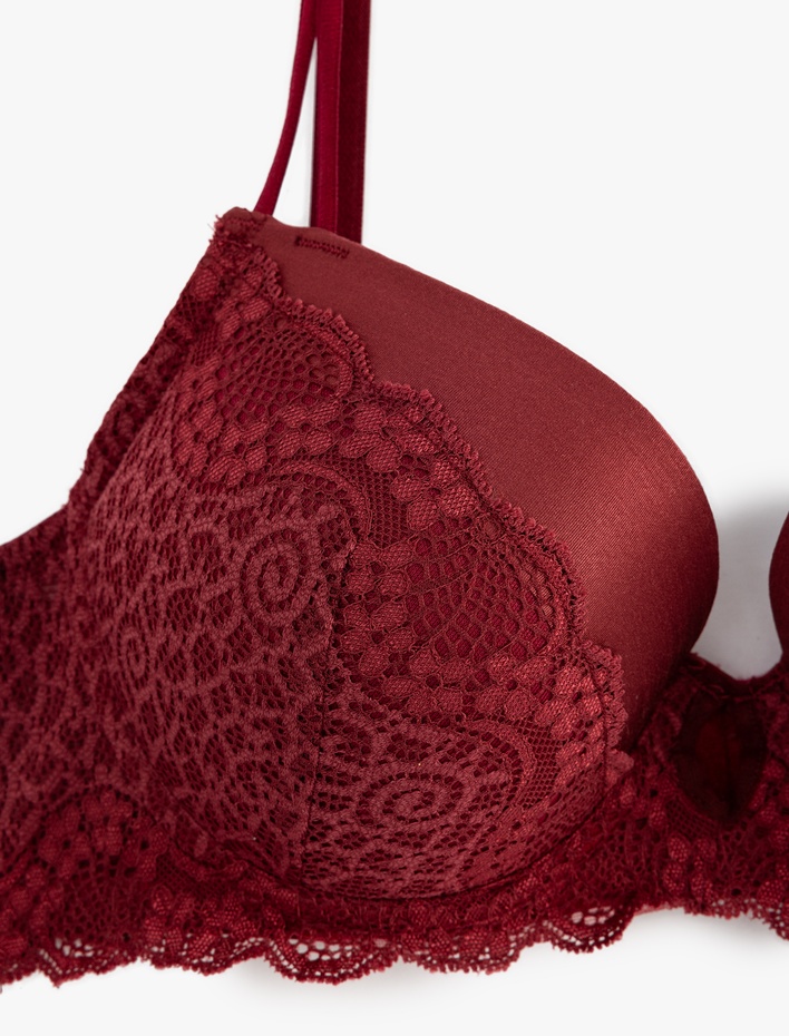  Dantel Detaylı Balenli Kaplı Dolgulu Sütyen