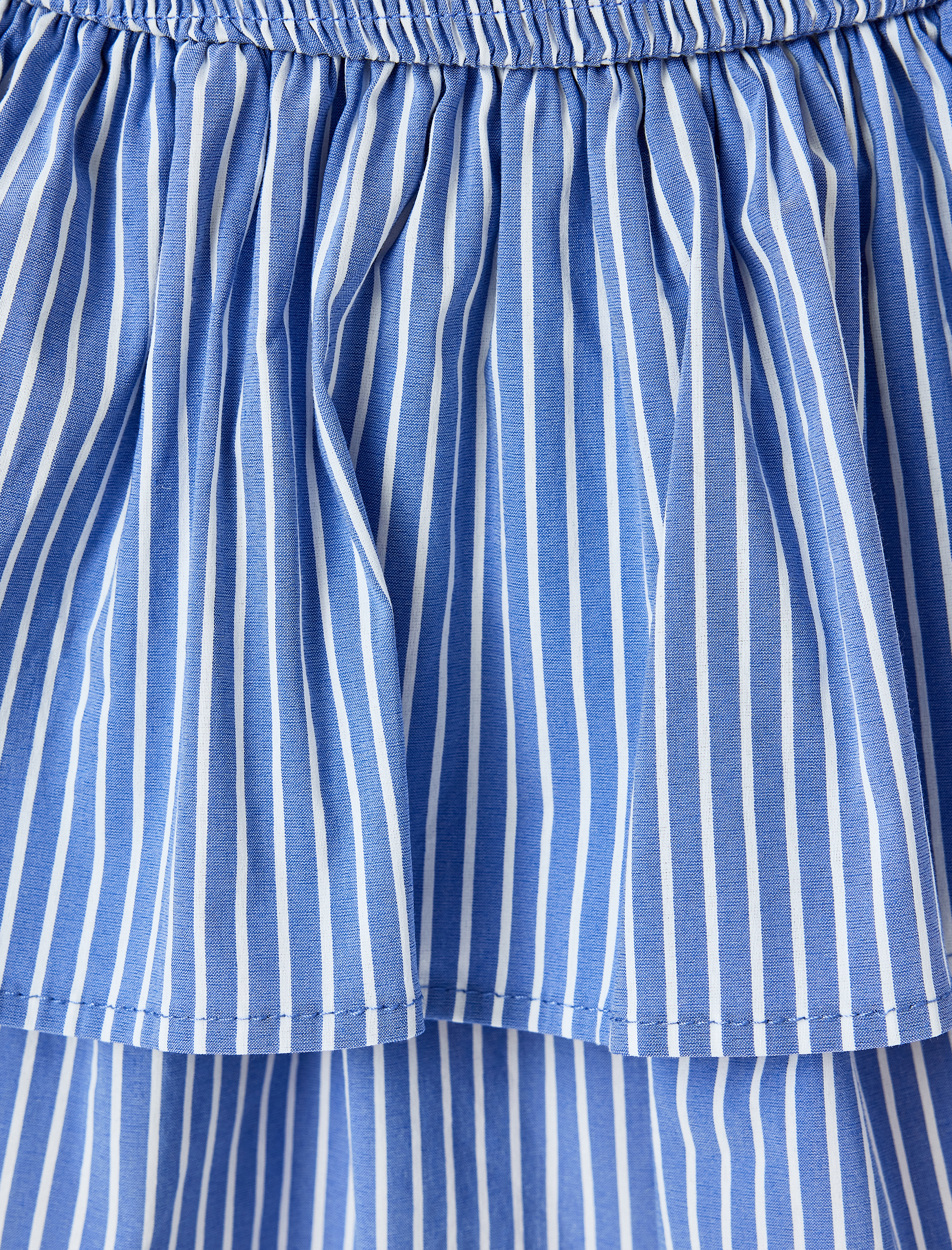   Gipeli Volanlı Katlı Çizgili Mini Etek