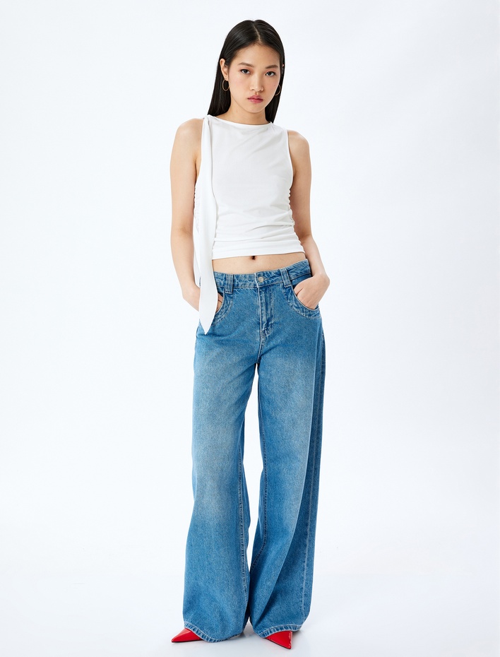  Bağlama Detaylı Kolsuz Slim Fit Bisiklet Yaka Üst