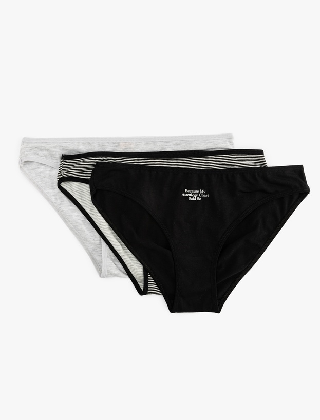 Slogan Baskılı 3'lü Brief Külot Seti_0