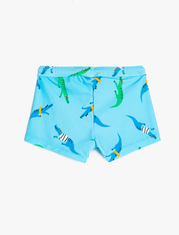 Erkek Çocuk Beli Bağlamalı Timsah Baskılı Deniz Şortu