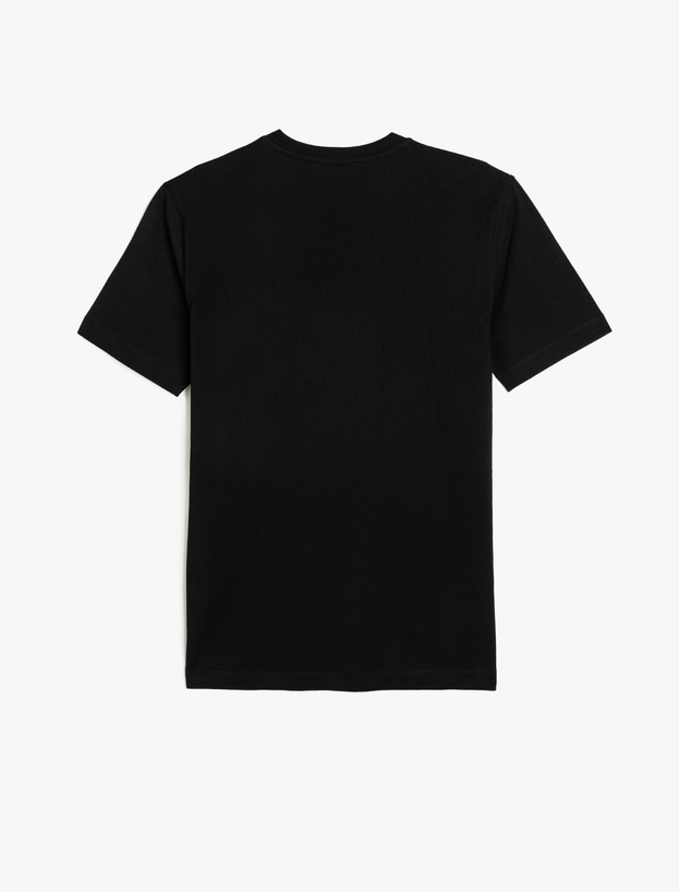 Pamuklu Kısa Kollu Bisiklet Yaka Basic Slim Fit Tişört_1
