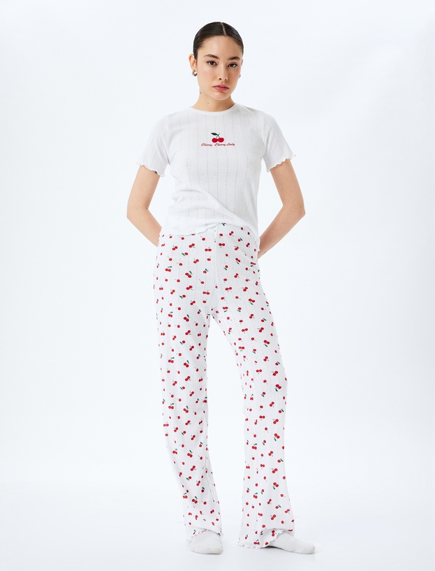 Kiraz Baskılı Pamuk Karışımlı 2'li Pijama Takımı_2