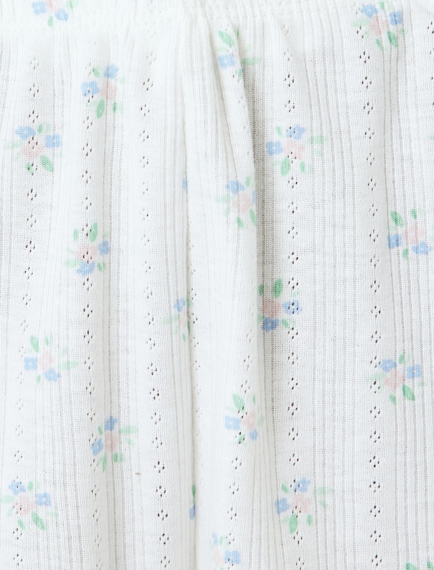 V Yaka Düğmeli Kısa Kollu Şortlu Pamuk Karışımlı Örme Pijama Seti_5