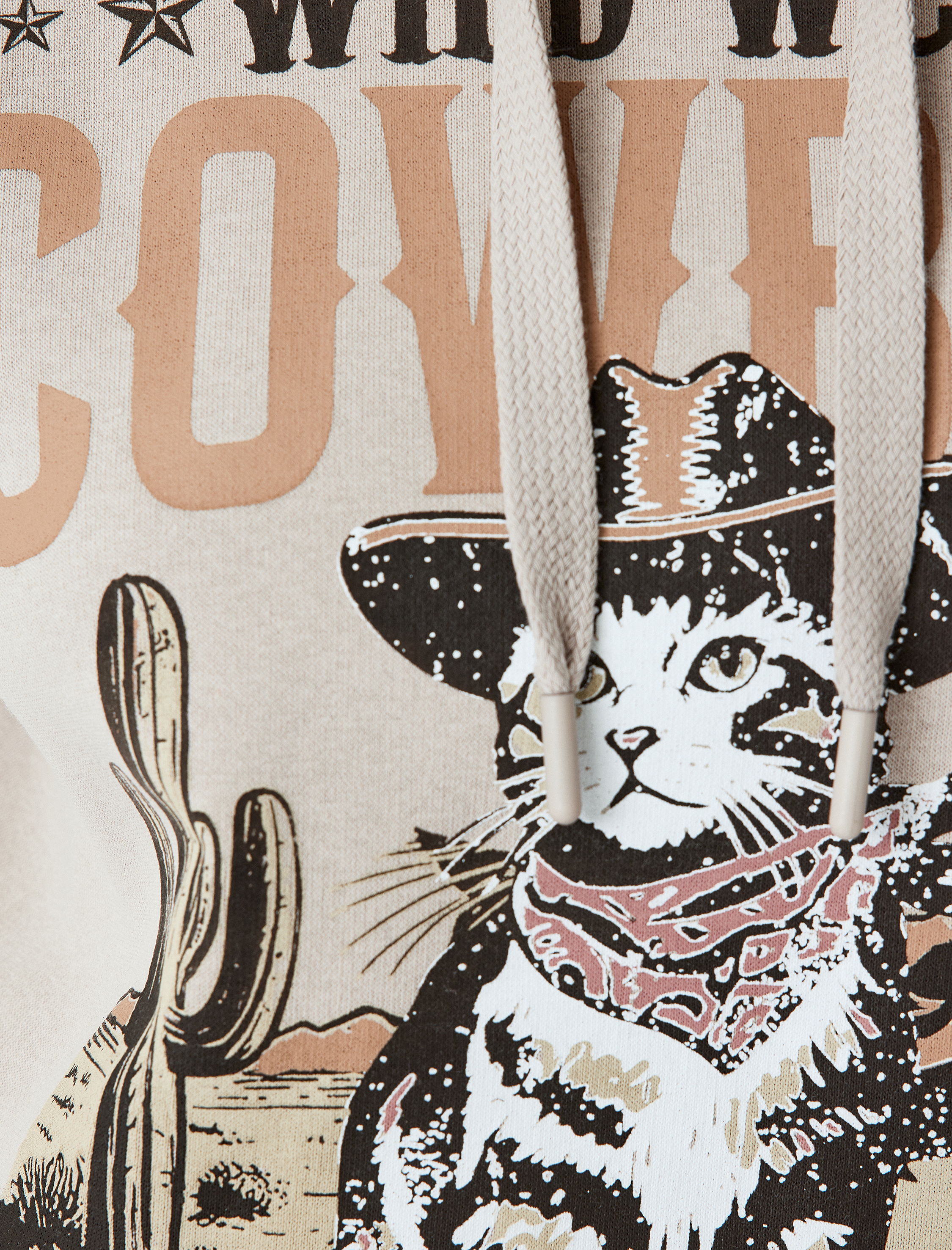   Şardonlu Kapüşonlu Slogan Baskılı Oversize Uzun Kollu Sweatshirt