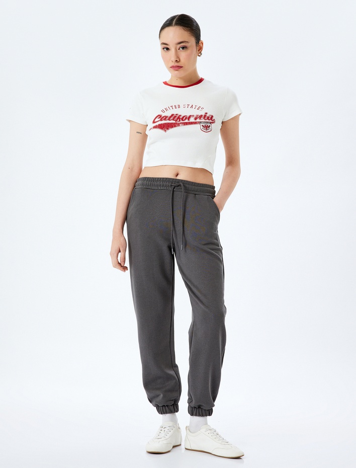  Beli Bağcıklı Pamuk Karışımlı Oversize Jogger Eşofman Altı