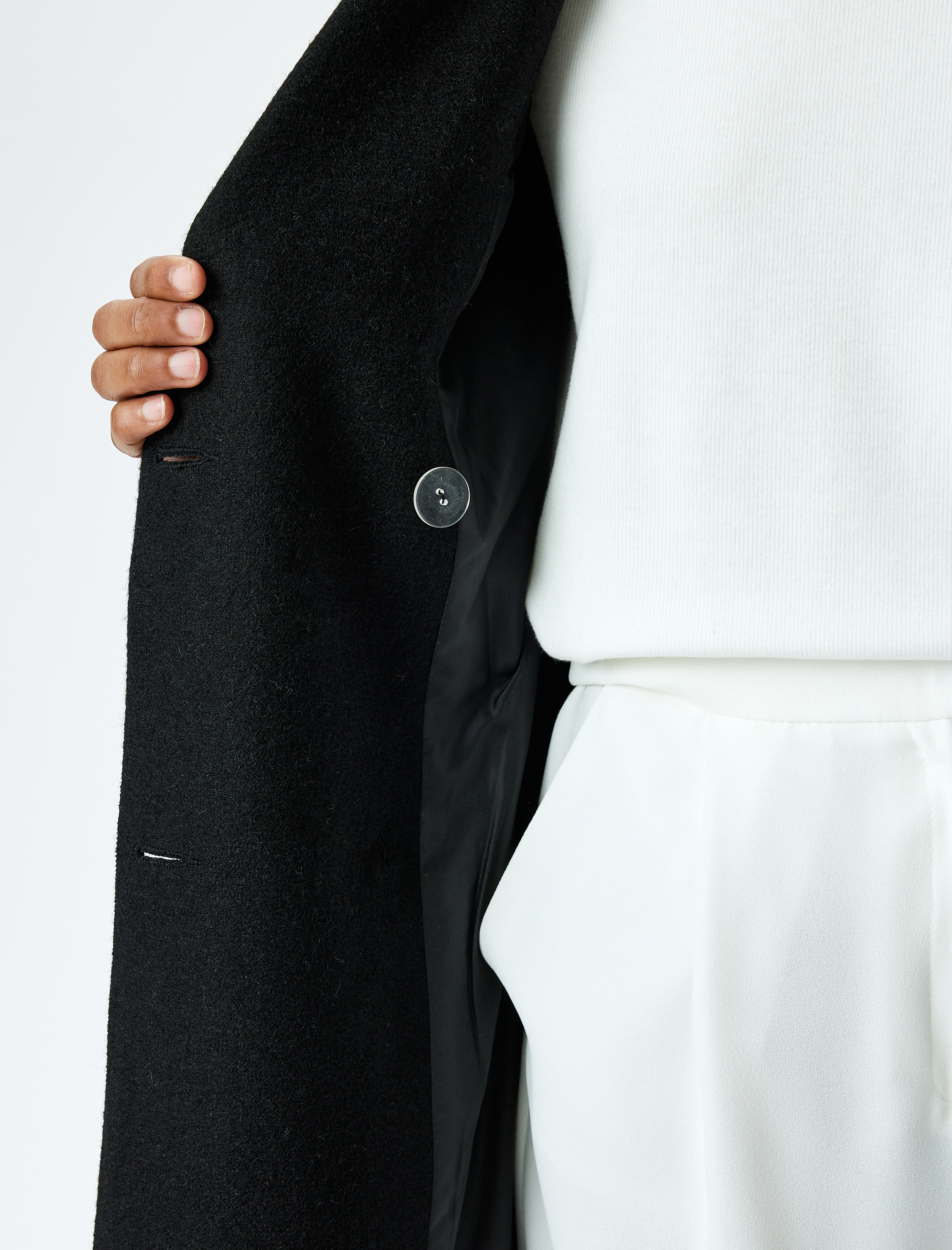   Cepli Kemerli Düğmeli Uzun Kruvaze Kaban