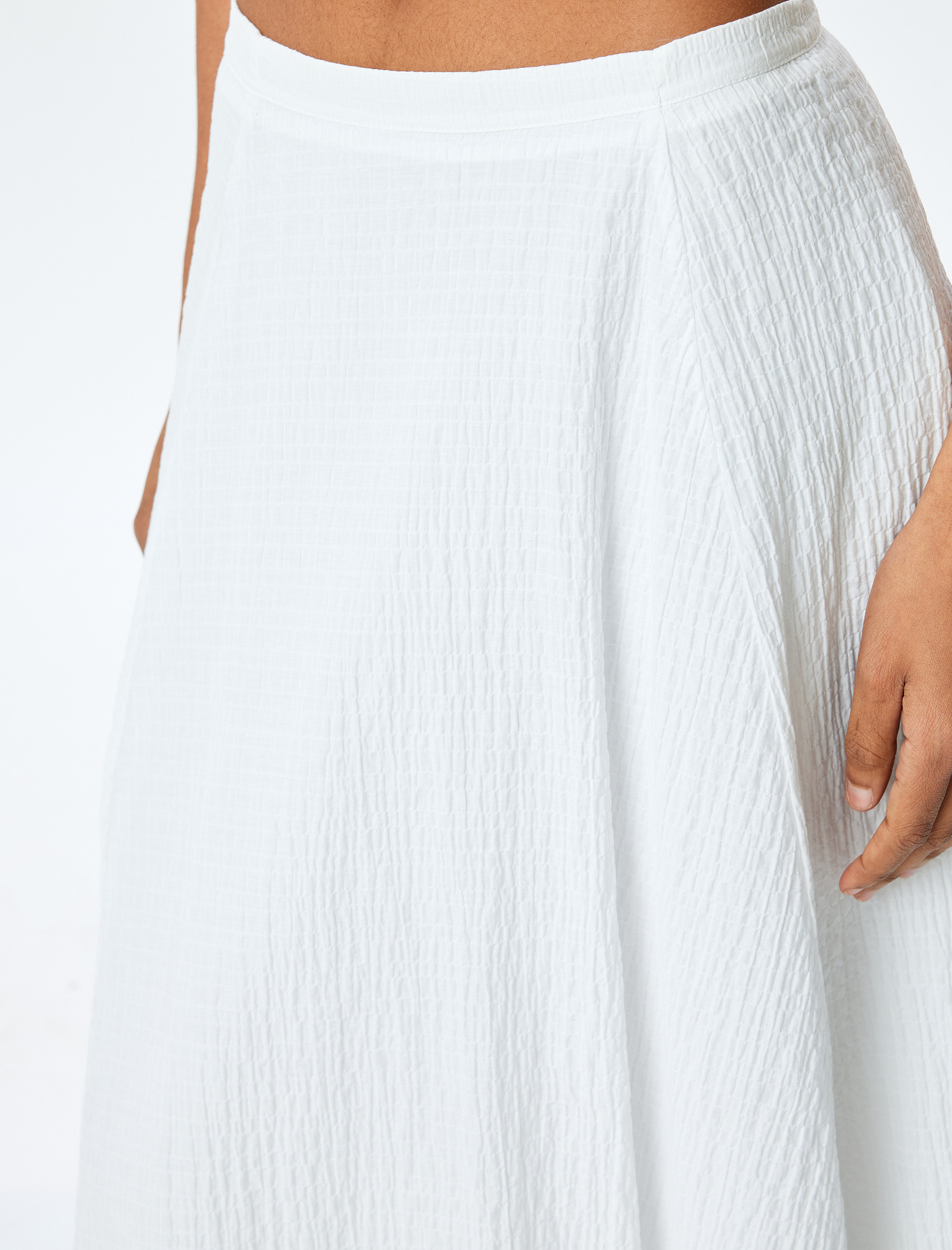   Astarlı Pamuklu Yüksek Bel Uzun Balon Etek