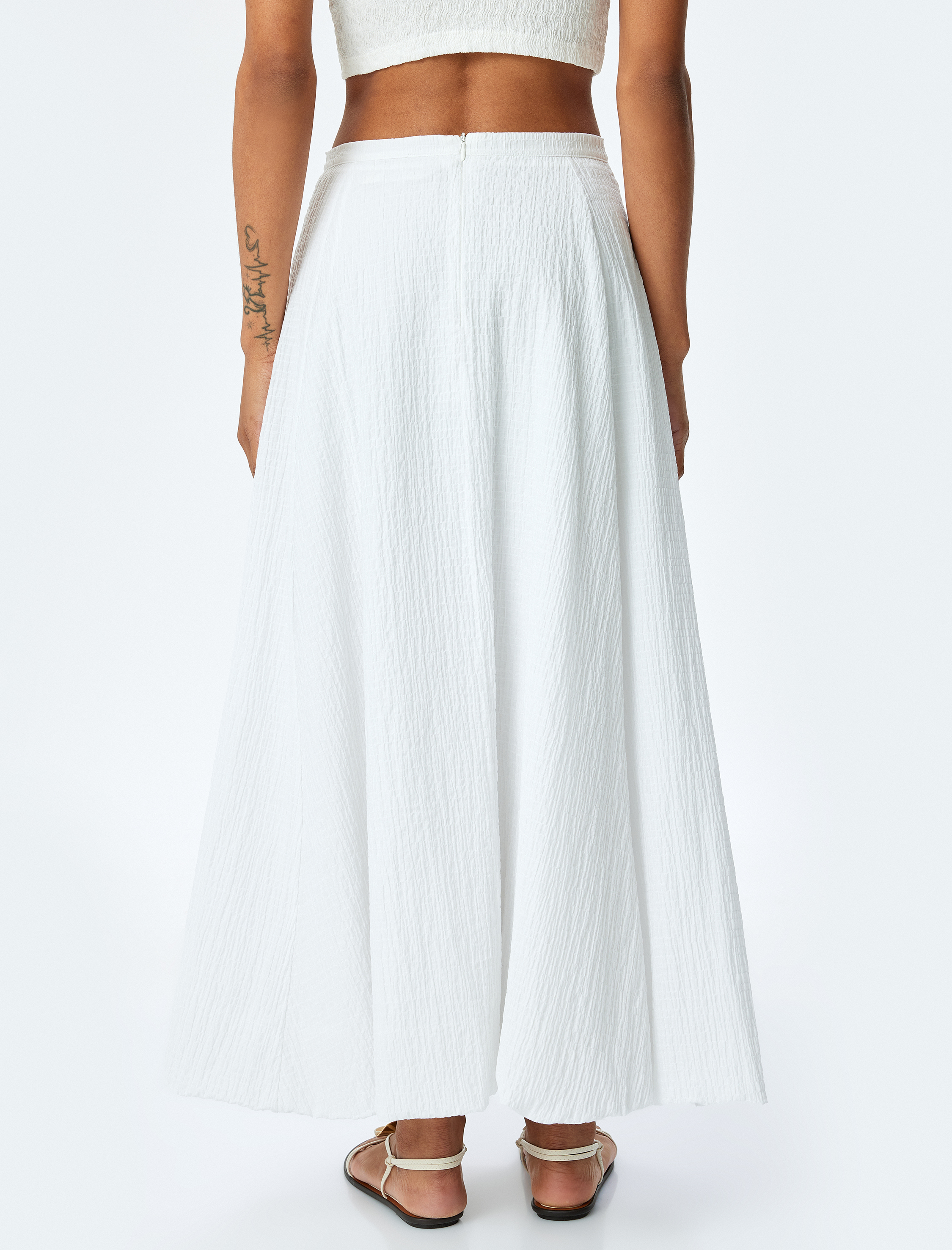   Astarlı Pamuklu Yüksek Bel Uzun Balon Etek