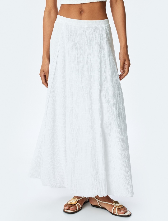  Astarlı Pamuklu Yüksek Bel Uzun Balon Etek