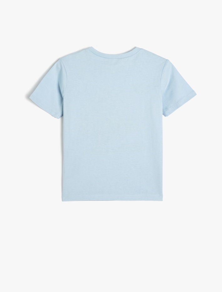 Erkek Çocuk Dinozor Baskılı Bisiklet Yaka Kısa Kollu Pamuklu Tişört