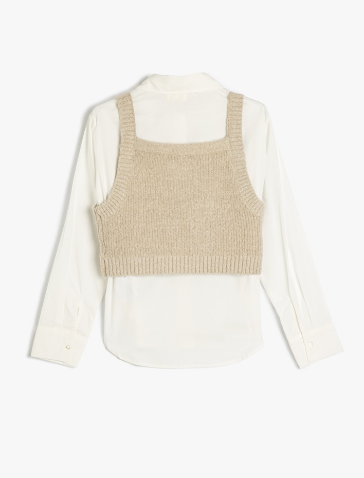 Kız Çocuk Süveter Detaylı Uzun Kollu Gömlek