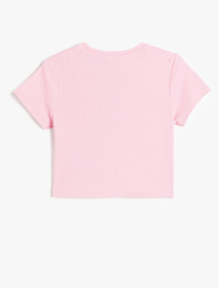 Kız Çocuk Pamuklu Tweety Nakış Lisanslı Kısa Kollu Bisiklet Yaka Crop Tişört