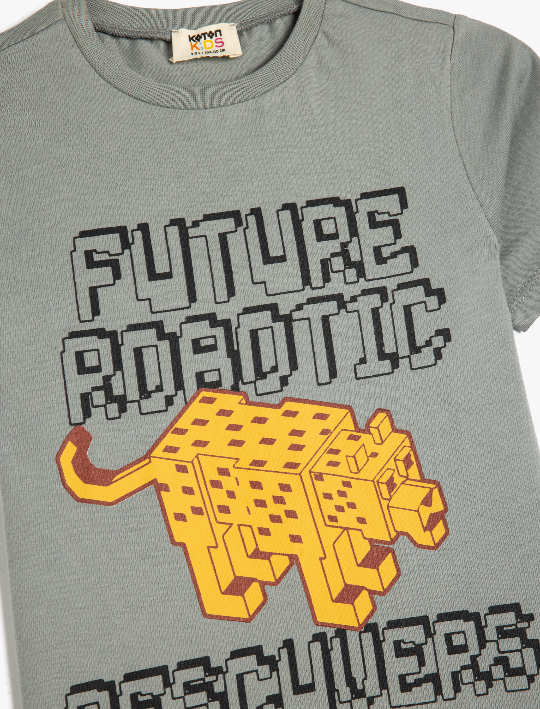  Erkek Çocuk Slogan Baskılı Bisiklet Yaka Kısa Kollu Pamuklu Tişört