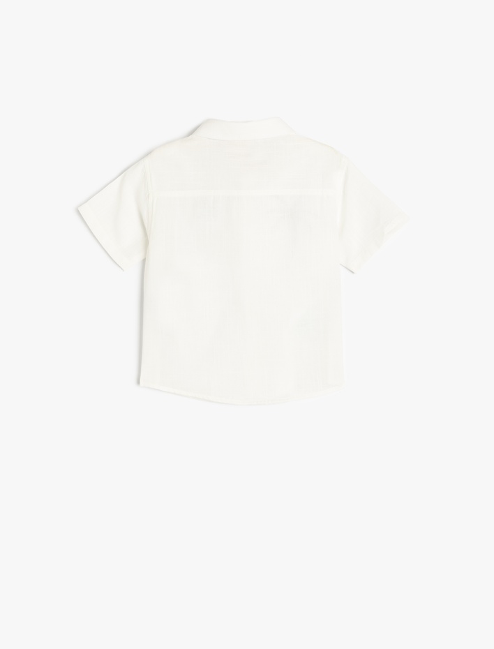 Erkek Bebek Pamuklu Kısa Kollu Palmiye Nakış Detaylı Gömlek