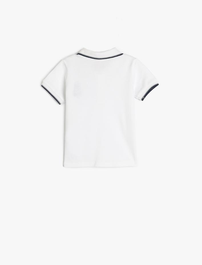 Erkek Bebek Pamuklu Nakış Detaylı Kısa Kollu Polo Yaka Tişört