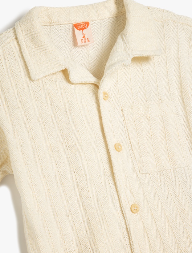 Kısa Kollu Pamuklu Tek Cepli Basic Oversize Polo Yaka Tişört_2