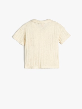 Kısa Kollu Pamuklu Tek Cepli Basic Oversize Polo Yaka Tişört_1