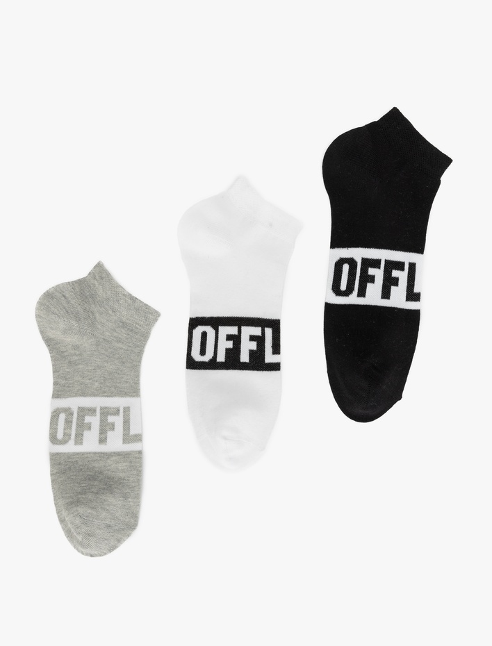 Erkek Baskılı Pamuklu 3'lü Patik Çorap Seti