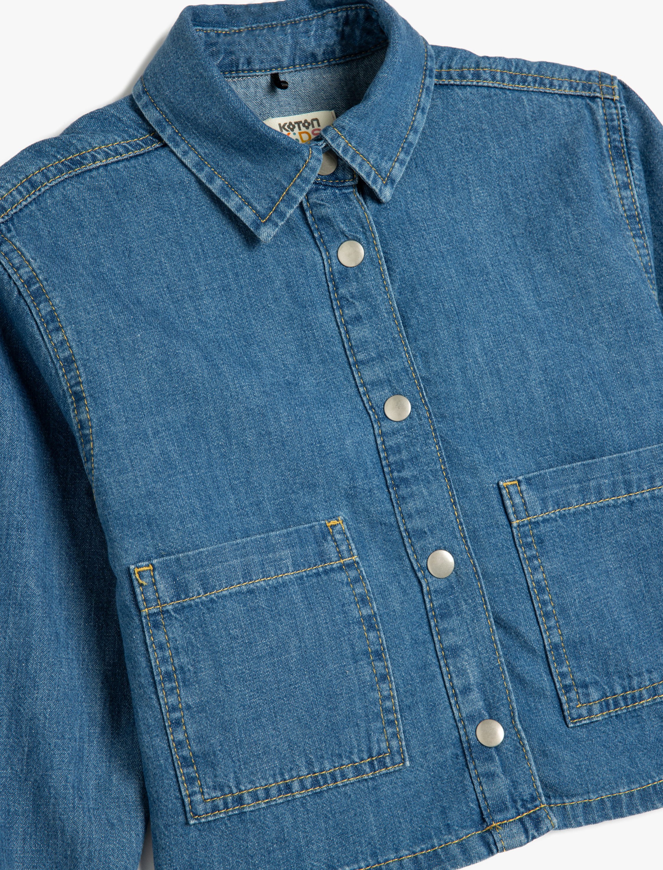  Kız Çocuk Pamuklu Uzun Kollu Crop Denim Ceket