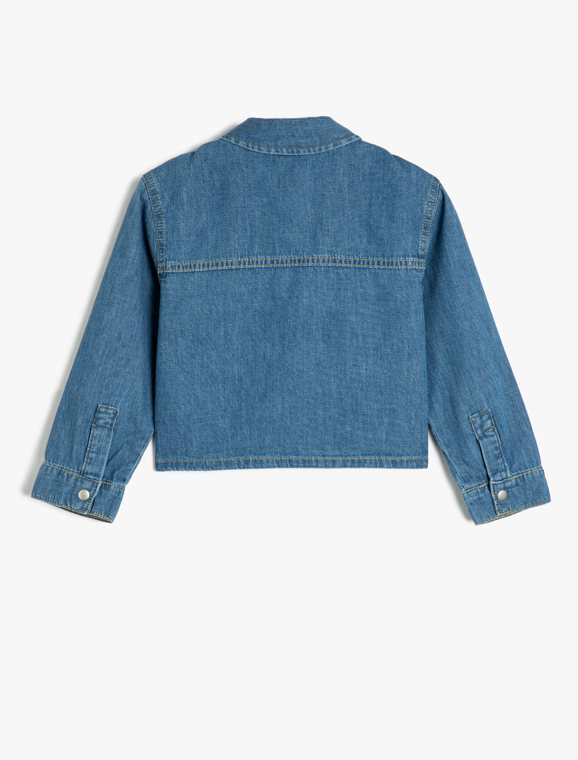  Kız Çocuk Pamuklu Uzun Kollu Crop Denim Ceket