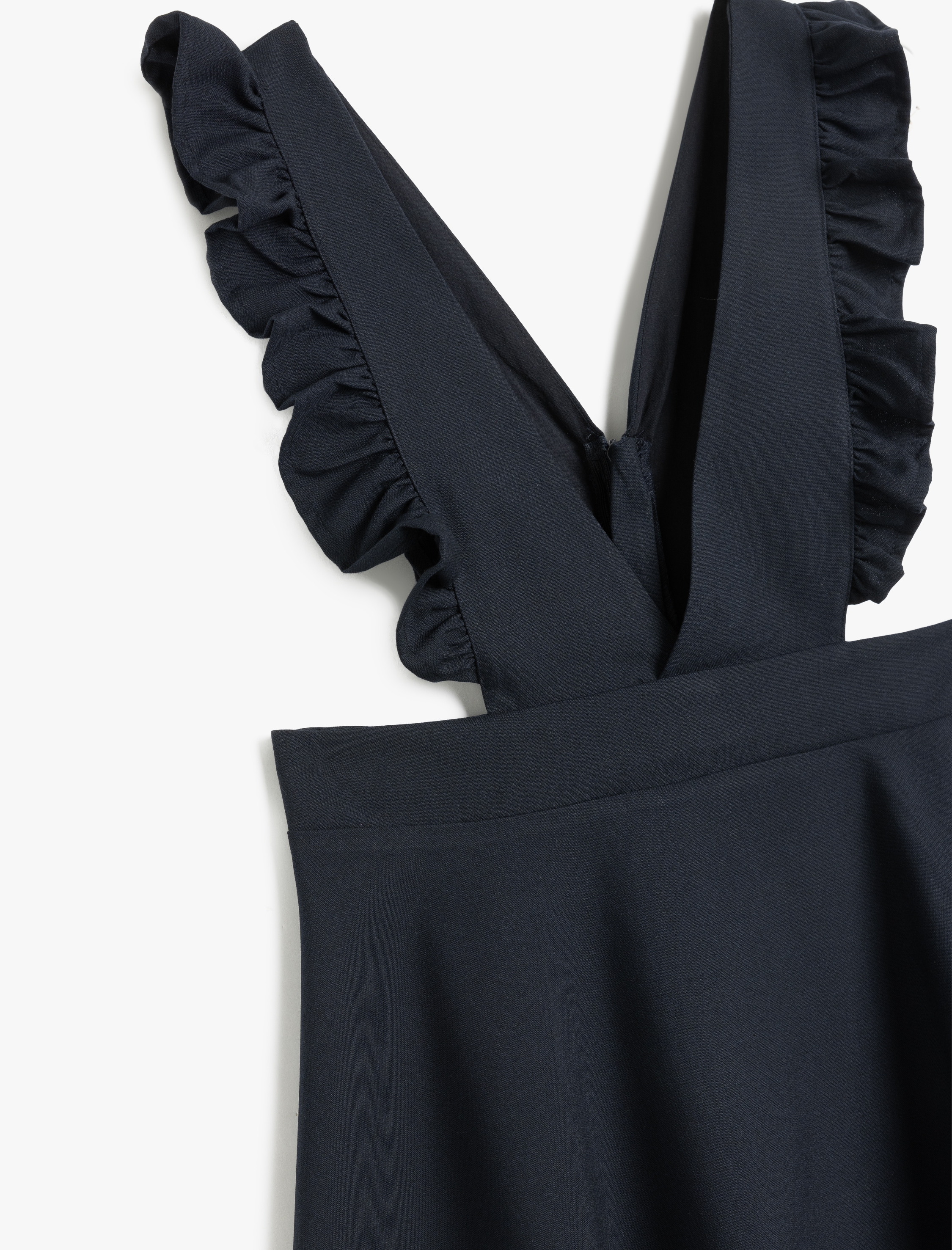 Kız Çocuk V Yaka Viskon Karışımlı Askılı Pile Detaylı Jile Okul Elbisesi