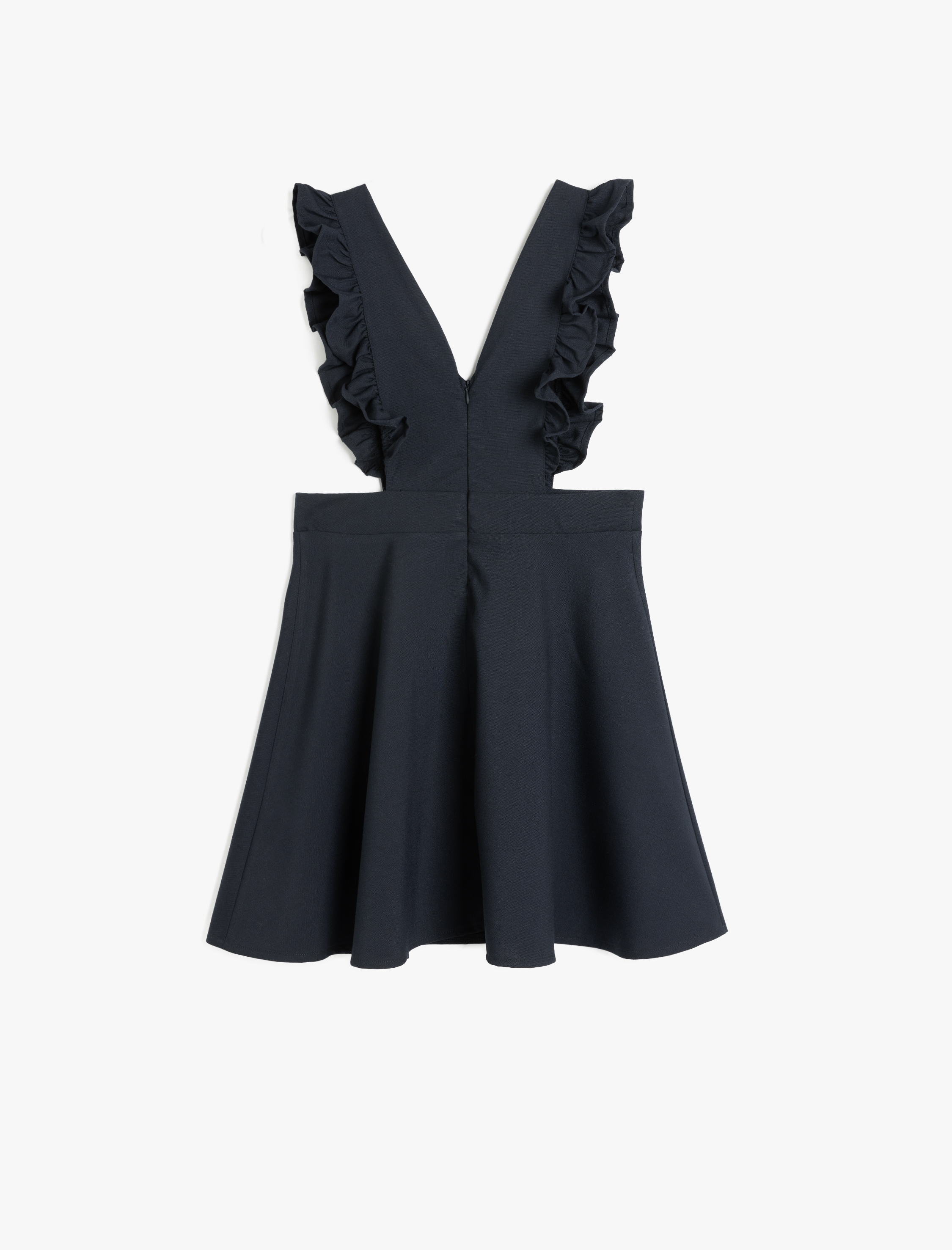 Kız Çocuk V Yaka Viskon Karışımlı Askılı Pile Detaylı Jile Okul Elbisesi