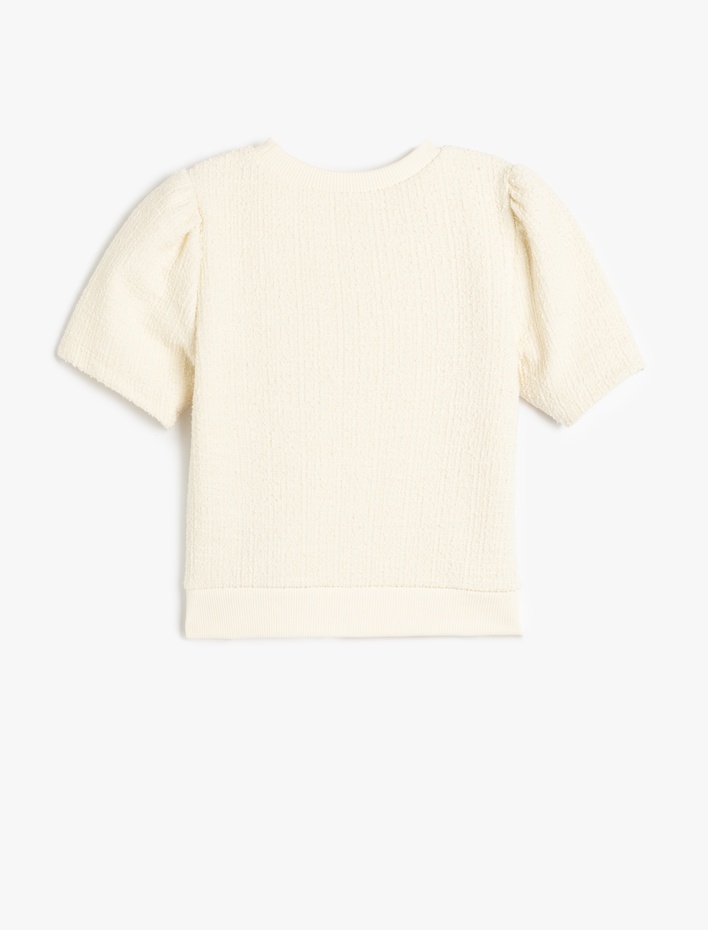 Kız Çocuk Fiyonk Detaylı Kısa Kollu Bisiklet Yaka Bluz