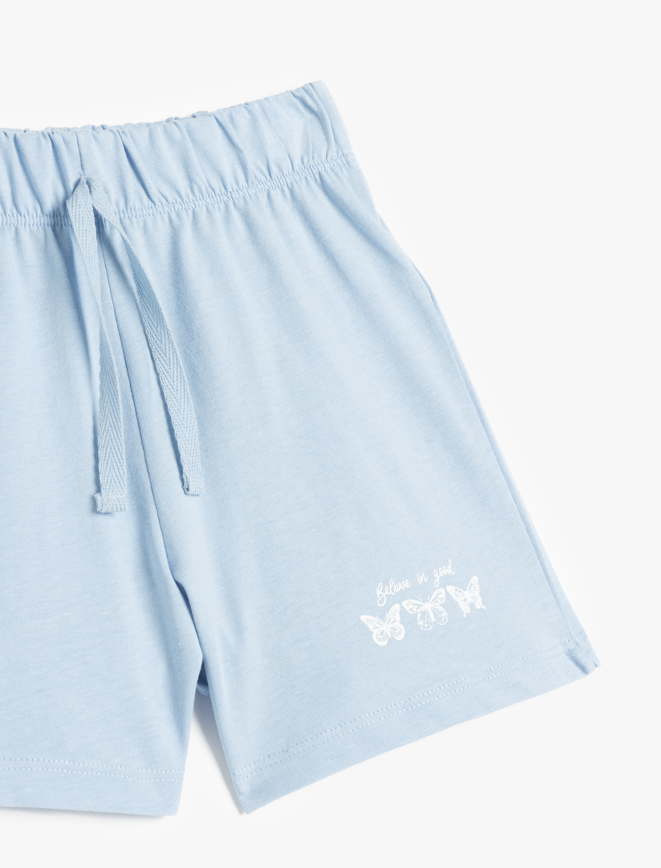  Kız Çocuk Pamuklu Baskılı Kelebek Detaylı Basic Şort