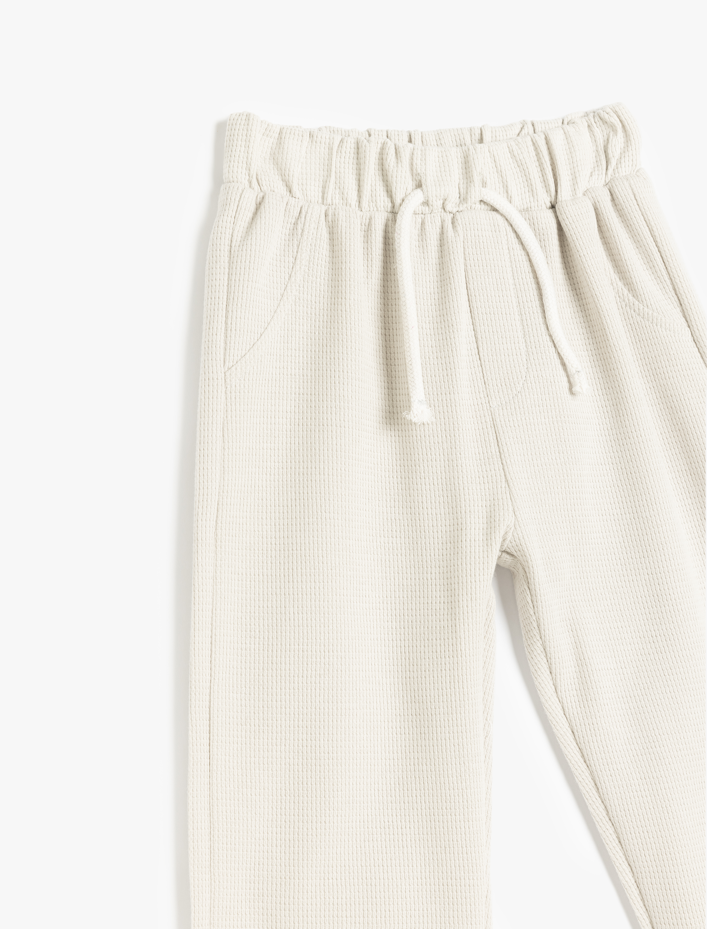  Erkek Bebek Beli Bağlamalı Pamuklu Cep Detaylı Basic Pantolon Görünümlü Eşofman Altı