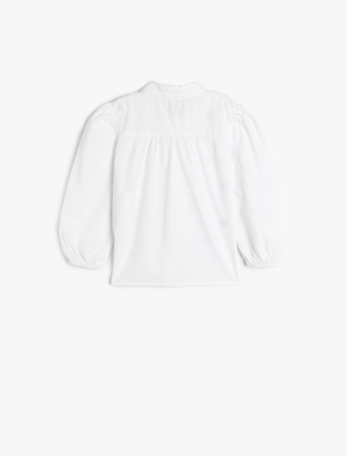 Kız Bebek Pamuklu Çiçekli Nakış Detaylı Uzun Kollu Gömlek