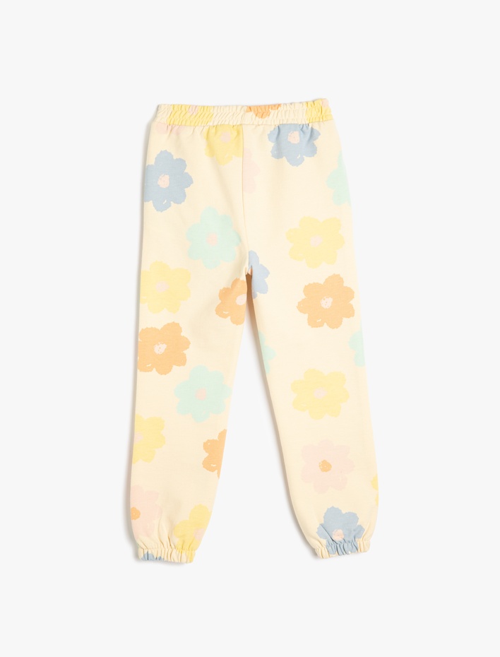 Kız Bebek Pamuklu Çiçek Desenli Pamuklu Jogger Eşofman Altı