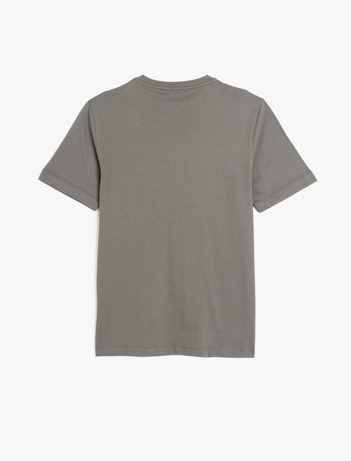  Cep Detaylı Kısa Kollu Bisiklet Yaka Pamuklu Slim Fit Basic Tişört