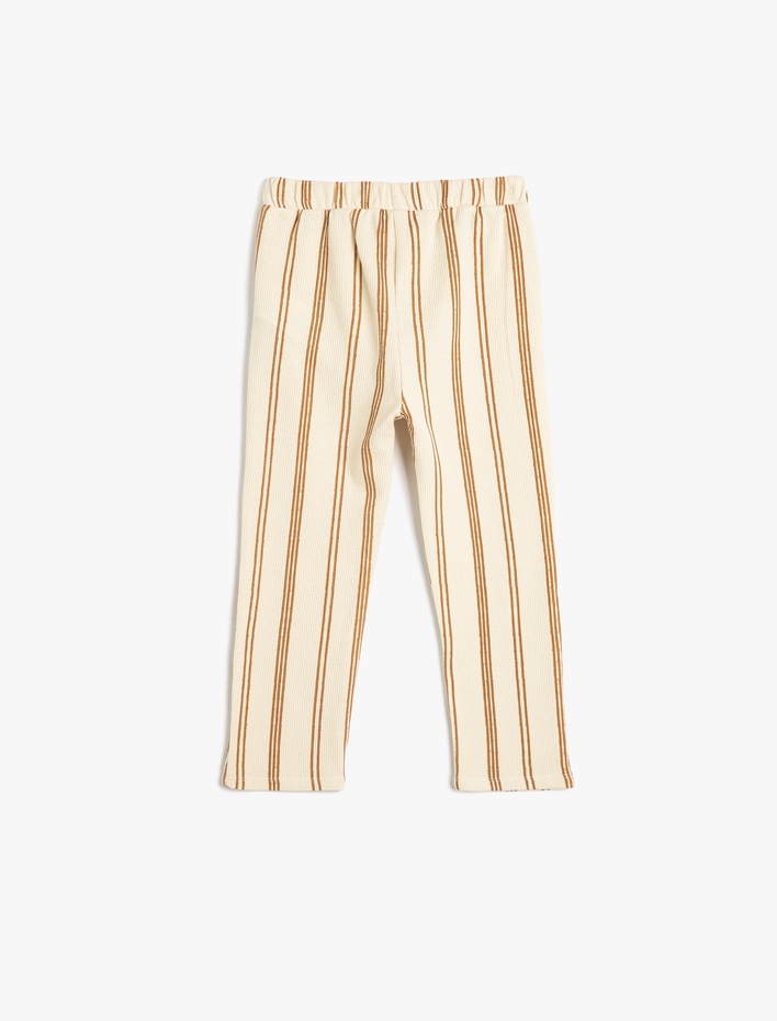 Erkek Bebek Pamuklu Çizgili Beli Bağcıklı Pantolon Görünümlü Eşofman Altı