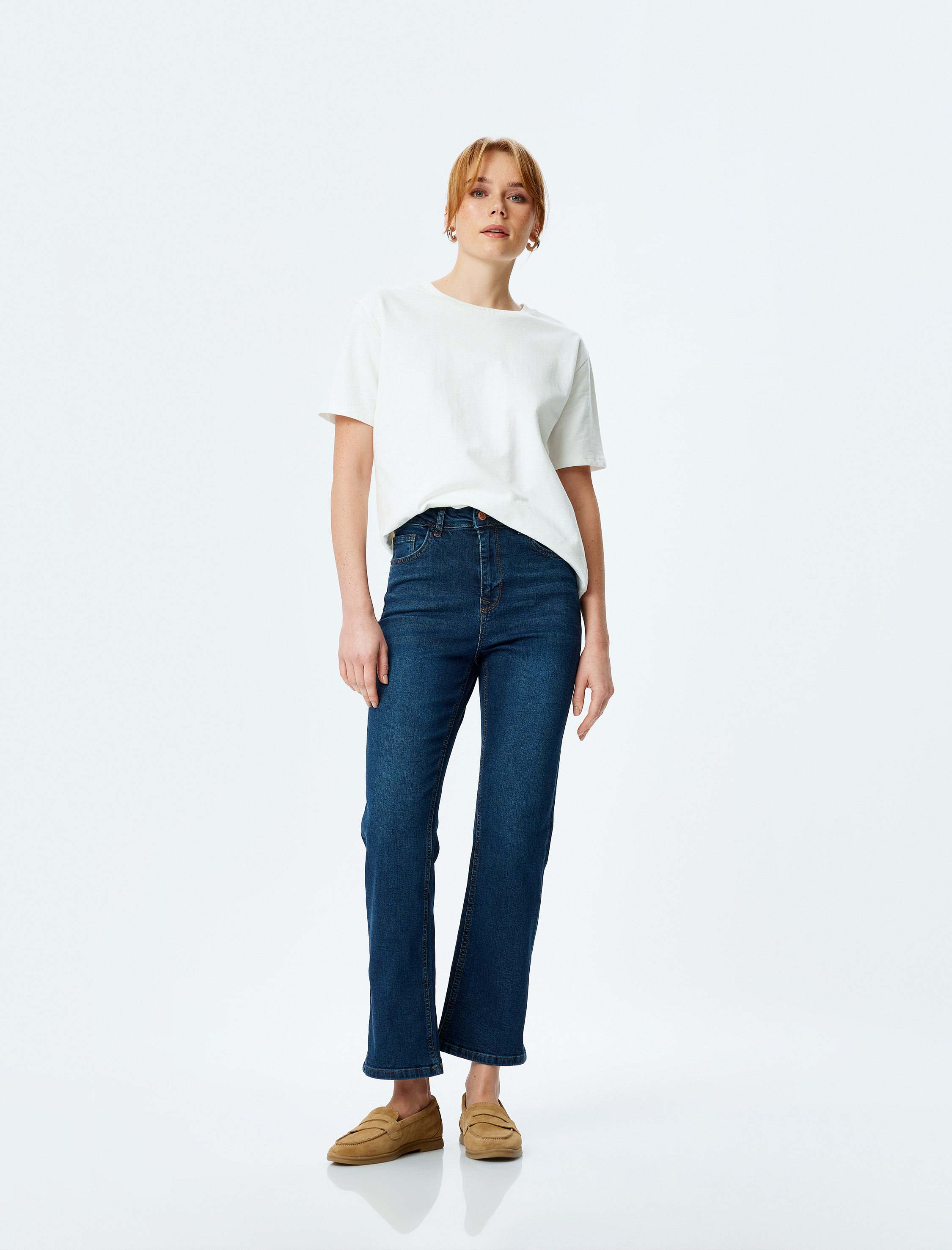 Koton Kadın Yüksek Bel İspanyol Paça Bootcut Jean Pantolon - Kick Flare Jean -1
