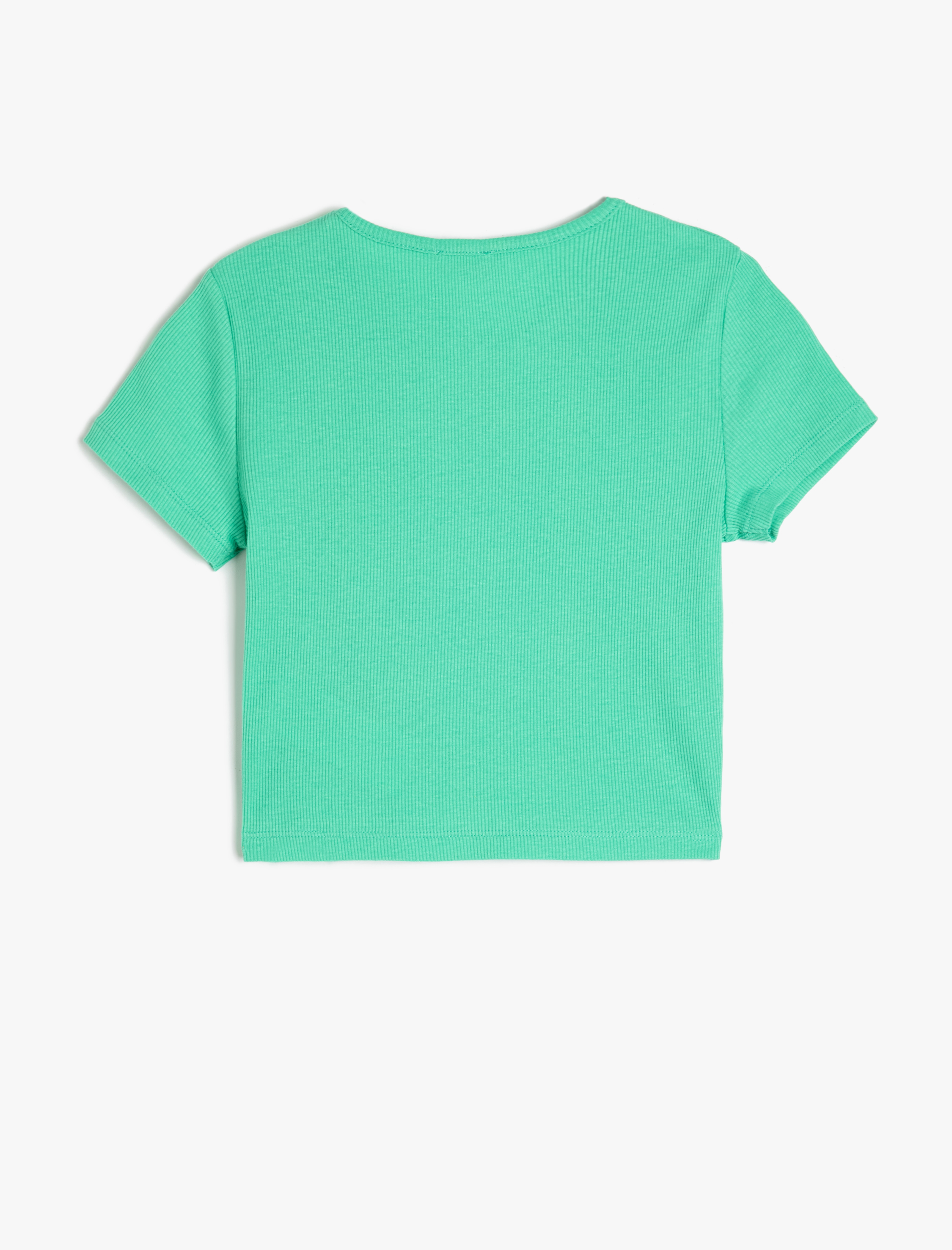  Kız Çocuk California Baskılı Kısa Kollu Bisiklet Yaka Pamuklu Crop Tişört