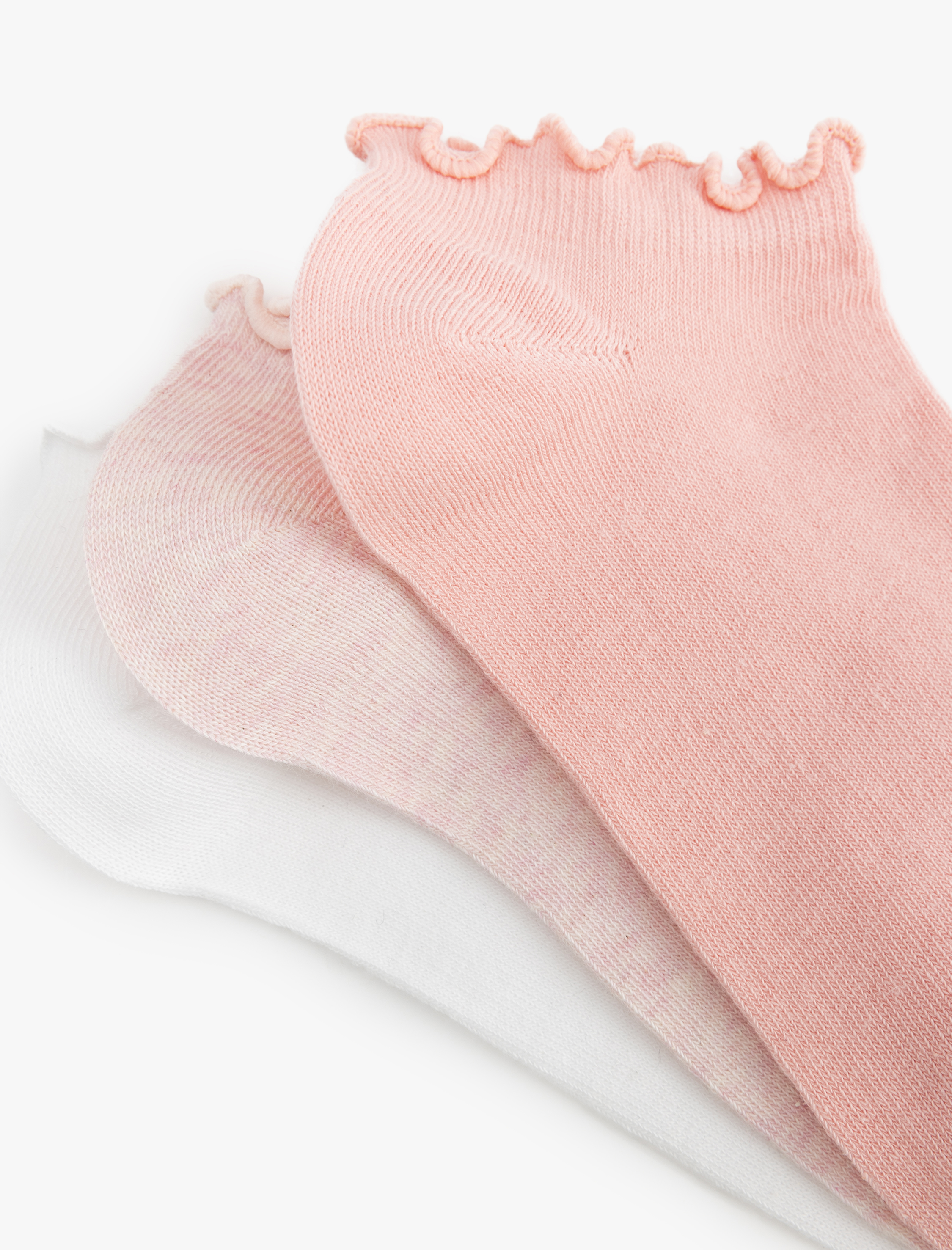  Kadın 3'lü Çok Renkli Fırfırlı Patik Çorap Seti