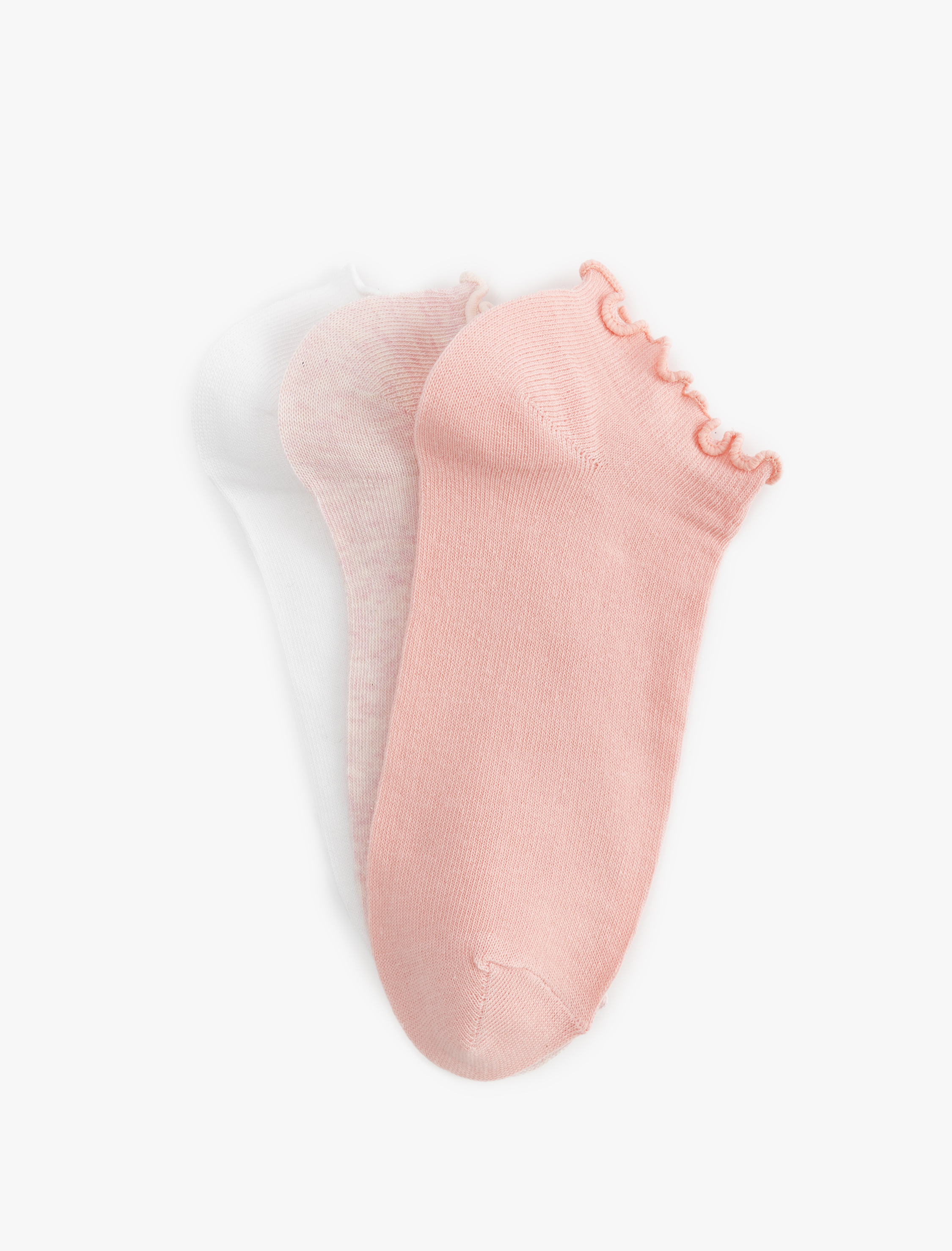  Kadın 3'lü Çok Renkli Fırfırlı Patik Çorap Seti