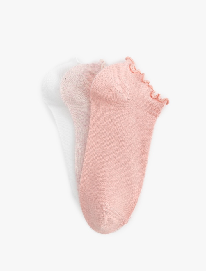 Kadın 3'lü Çok Renkli Fırfırlı Patik Çorap Seti