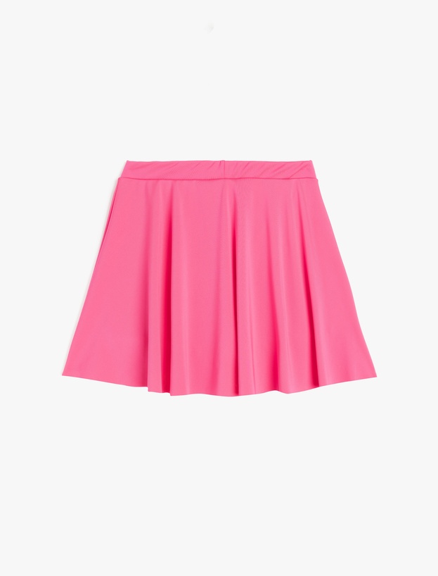 Beli Lastikli Pileli Kruvaze Basic Mini Şort Etek_1