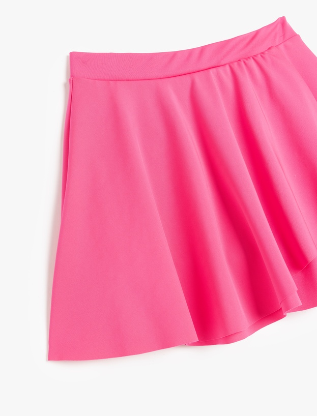 Beli Lastikli Pileli Kruvaze Basic Mini Şort Etek_2